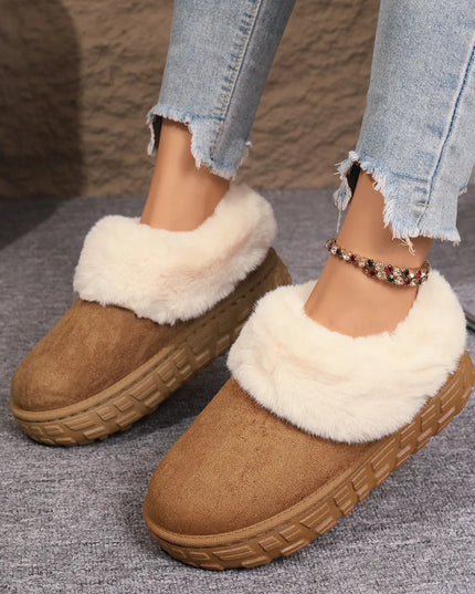 Faux Fur Lined Suede Winter Boots Yellow