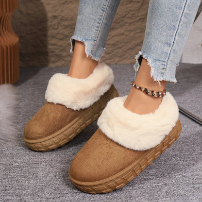 Faux Fur Lined Suede Winter Boots Yellow