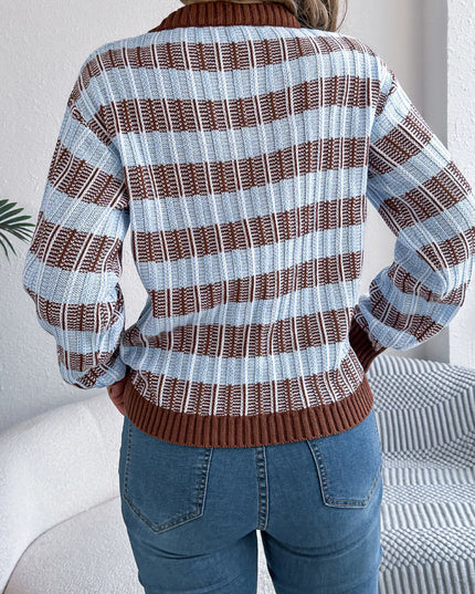 Striped Round Neck Long Sleeve Sweater