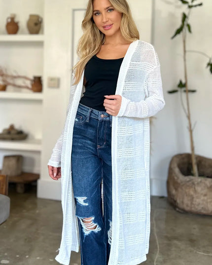 Double Take Full Size Open Front Longline Cardigan 