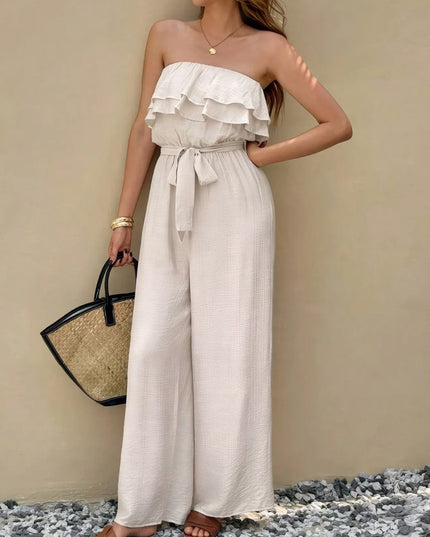 Off-Shoulder Ruffled Wide Leg Jumpsuit
