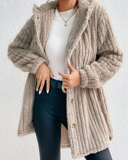 Button Down Hooded Coat Cream