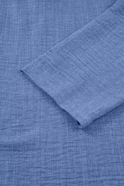 Casual Roll-Up Sleeve Notched Blouse