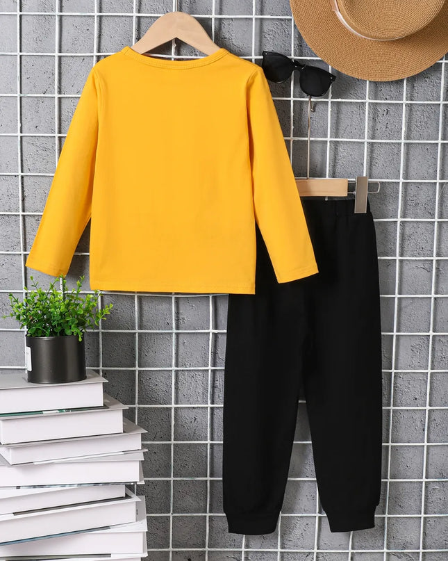 Kids Graphic Round Neck Long Sleeve Top and Pants Set