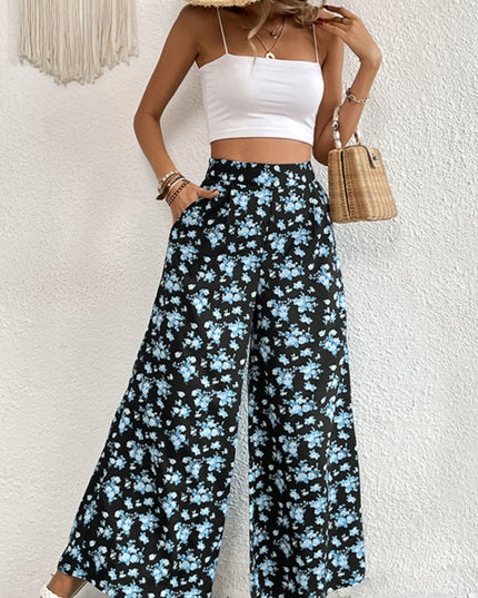 Perfee Floral Pocket Culottes 
