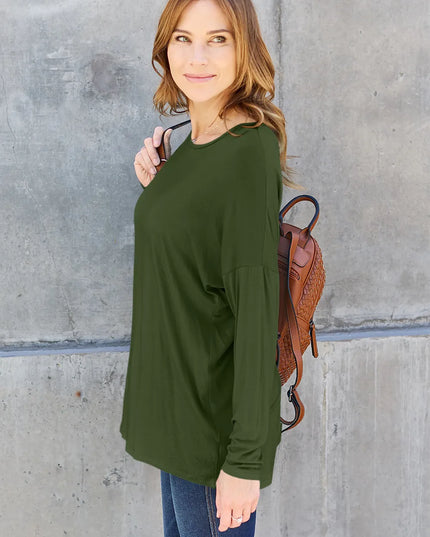 Basic Bae Full Size Round Neck Dropped Shoulder T-Shirt