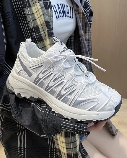 Lace-Up Mesh Platform Athletic Shoes