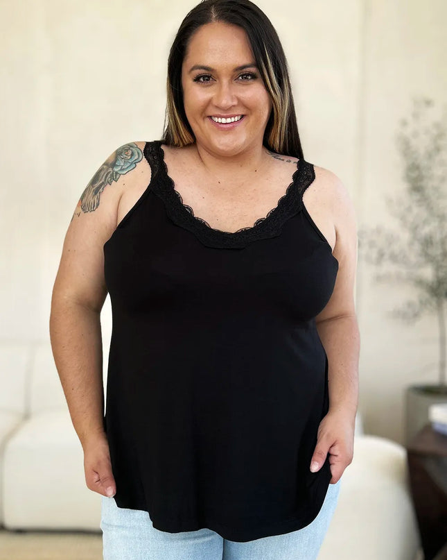 Basic Bae Full Size Lace Detail V-Neck Cutout Cami