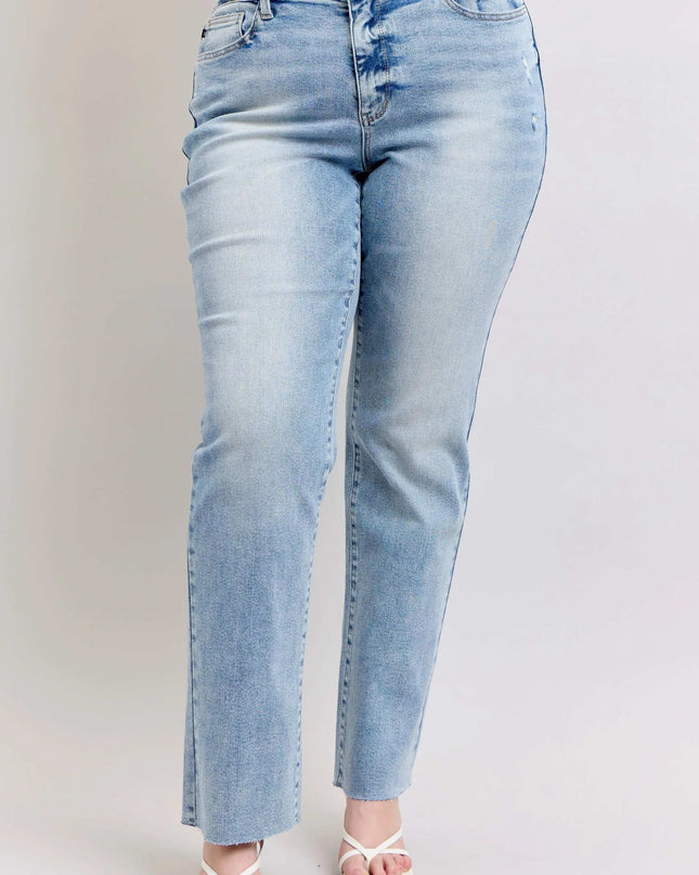 Judy Blue Full Size Mid Rise Light Wash Dad Jeans Plus Size