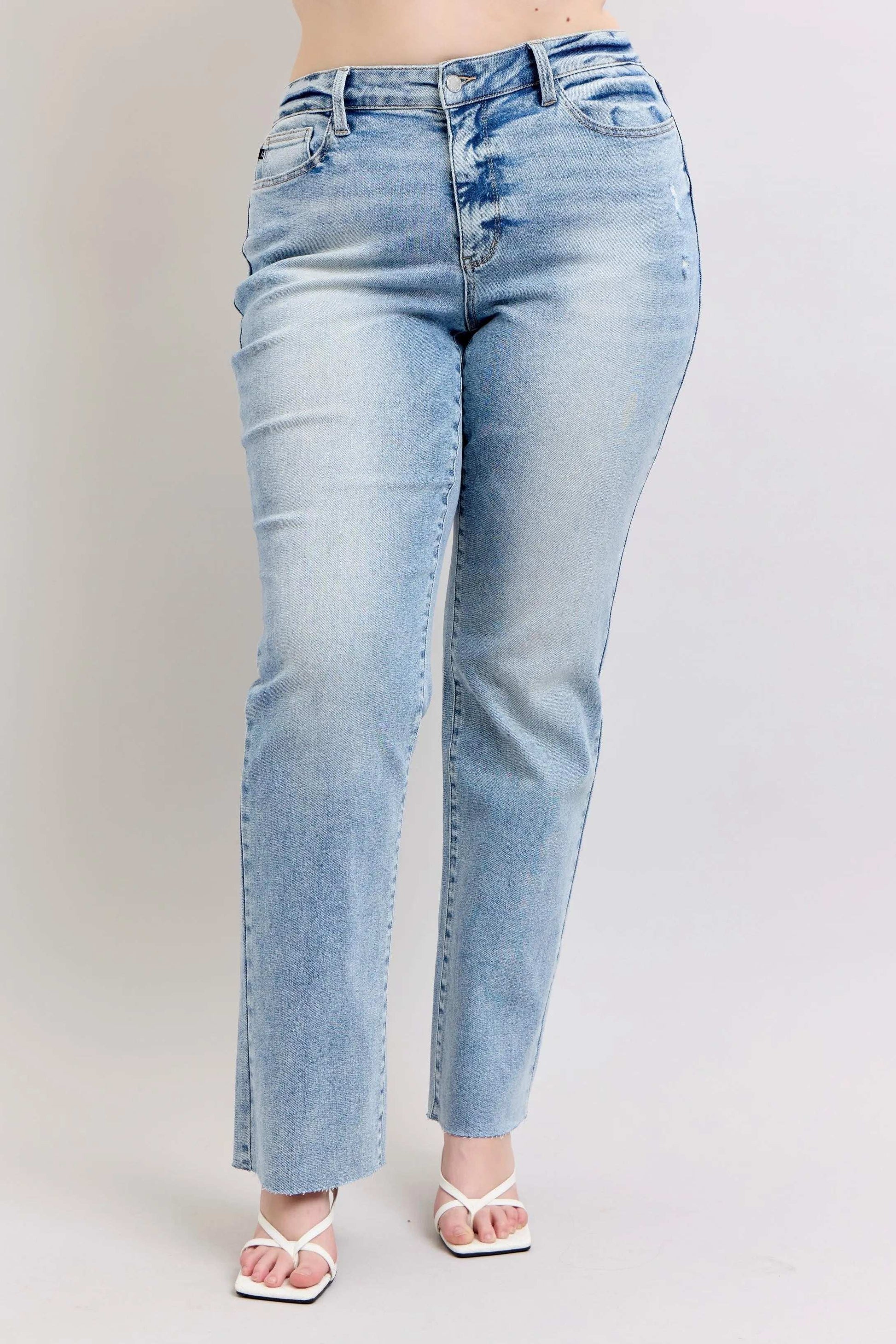 Judy Blue Full Size Mid Rise Light Wash Dad Jeans Plus Size