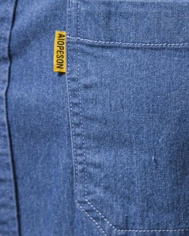 Men's Button-Down Denim Shirt with Chest Pocket