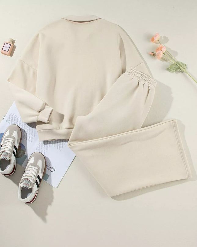 Drop Shoulder Zip Up Jacket and Drawstring Pants Active 2pcs Set