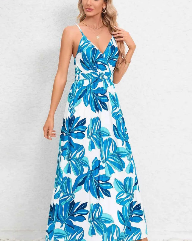Printed Surplice Maxi Cami Dress