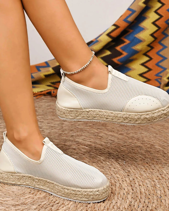 Mesh Espadrille Platform Slip-Ons 