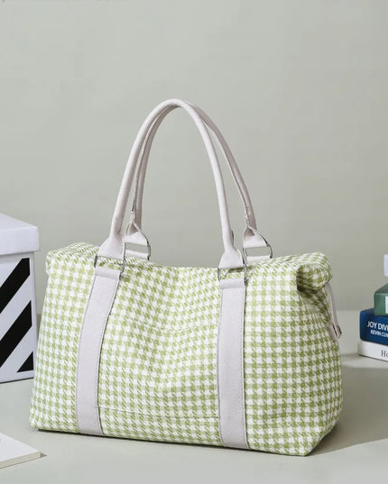 Houndstooth Canvas Travel Bag Gum Leaf One Size