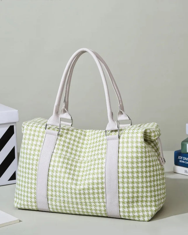 Houndstooth Canvas Travel Bag Gum Leaf One Size