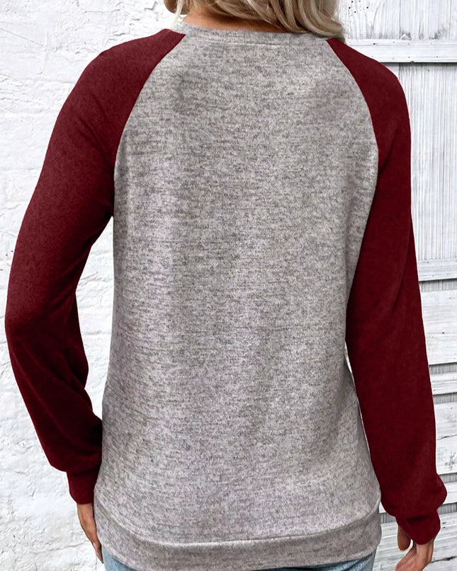 Color Block Raglan Long Sleeve T Shirt