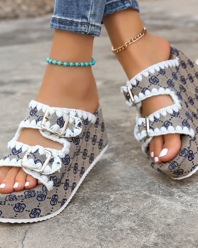 Double Buckle Platform Sandals 