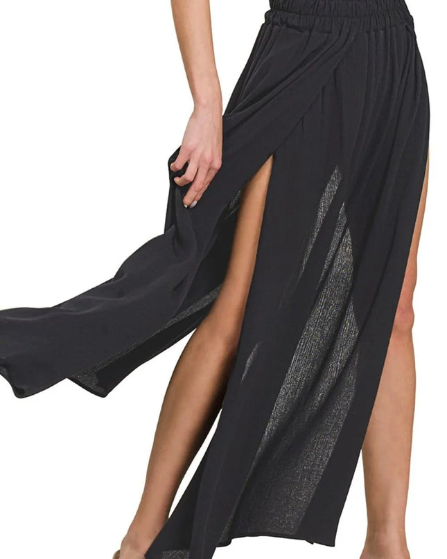 Zenana Woven Crinkle Gauze Long Skirts 