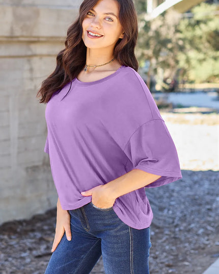 Basic Bae Bamboo Full Size Round Neck Drop Shoulder T-Shirt