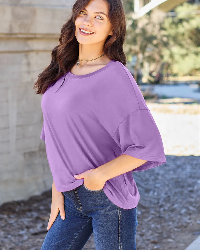 Basic Bae Bamboo Full Size Round Neck Drop Shoulder T-Shirt