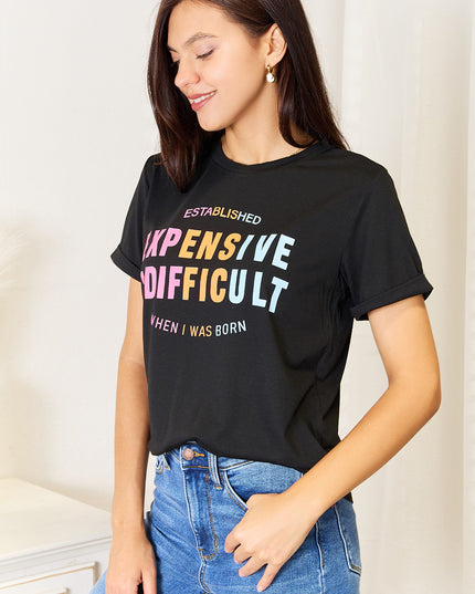 Simply Love Slogan Graphic Cuffed Sleeve T-Shirt