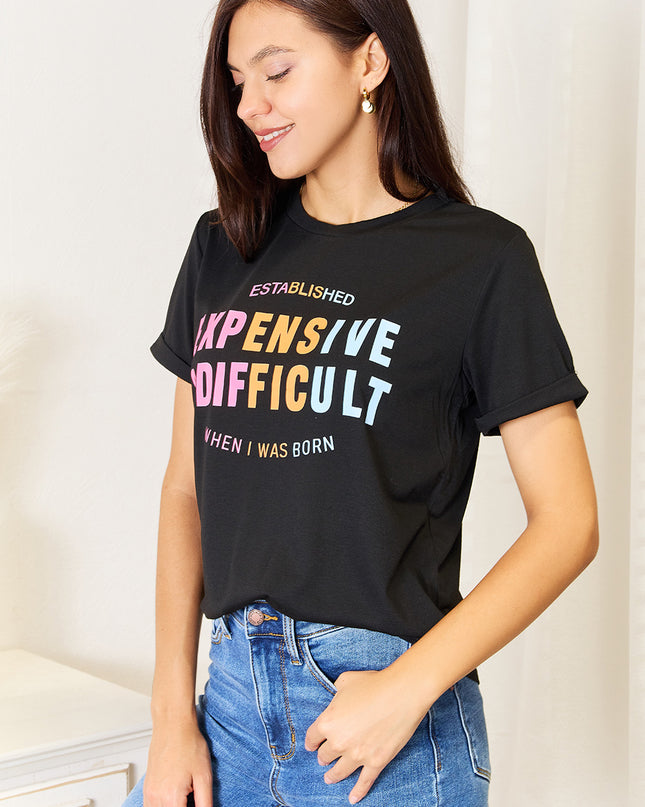 Simply Love Slogan Graphic Cuffed Sleeve T-Shirt