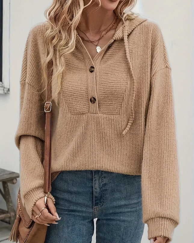 Drawstring Button Front Hoodie