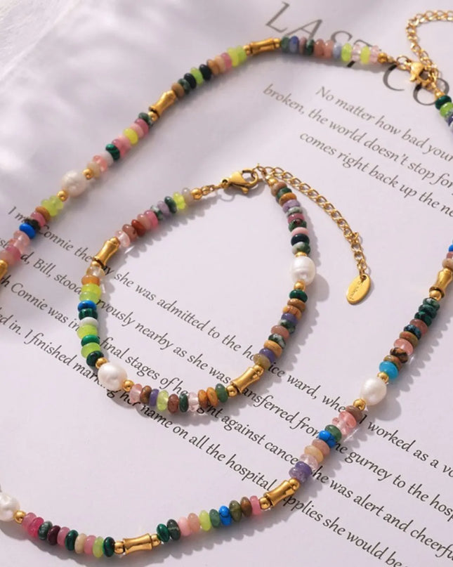 Bohemian Natural Stone Pearl Beaded Jewelry Set 