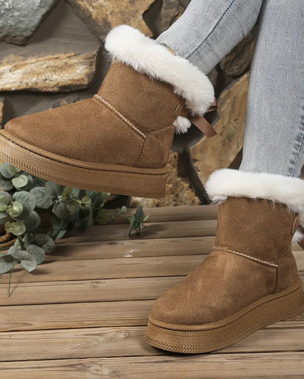 Fur-Lined Winter Ankle Boots Khaki