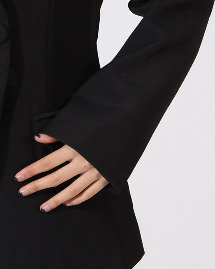 Flower Button Front Long Sleeve Blazer