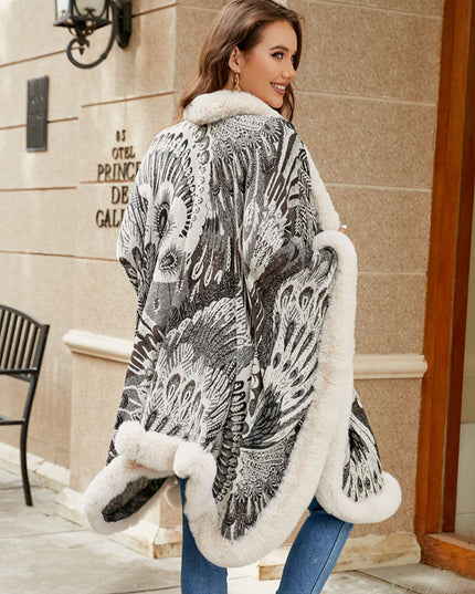Printed Open Front Poncho