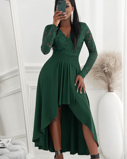 Lace High-Low V-Neck Dress 