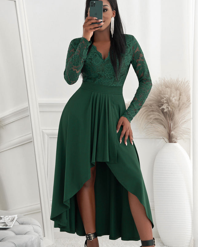 Lace High-Low V-Neck Dress 