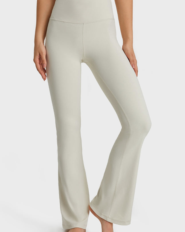Millennia Elastic Waist Flare Yoga Pants White