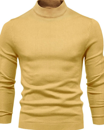 Men's Mock Neck Long Sleeve Sweater Gold