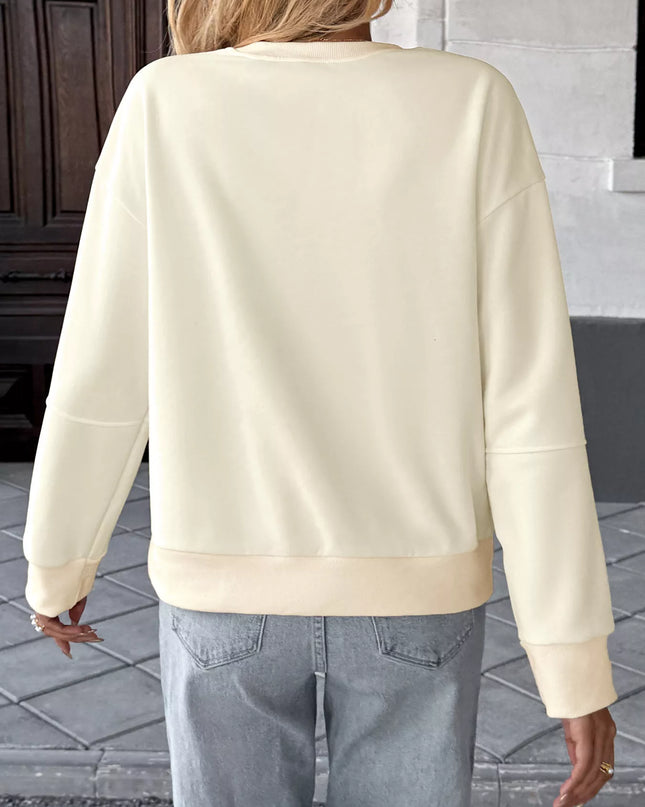 Bow Round Neck Dropped Shoulder Sweatshirt