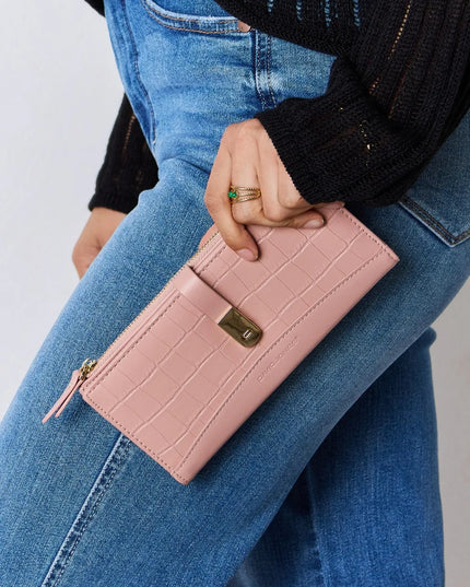 David Jones Texture PU Leather Wallet PINK One Size