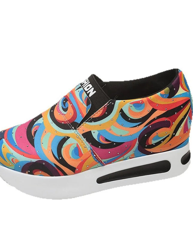 Colorful Abstract Pattern Platform Sneakers