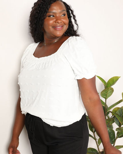 Mandy Swiss Dot Puff Sleeve Square Neck Blouse