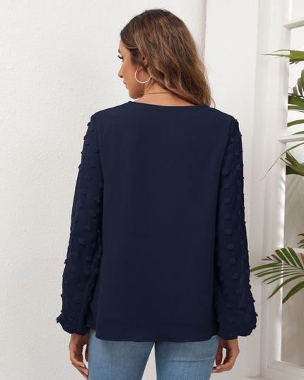 Swiss Dot Balloon Sleeve Blouse