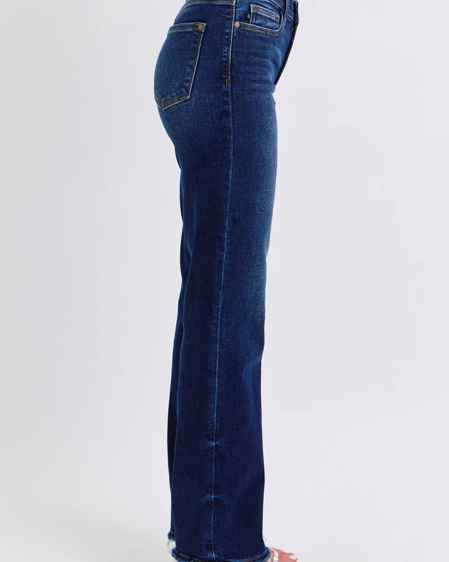 Judy Blue Full Size Raw Hem Straight Leg Jeans