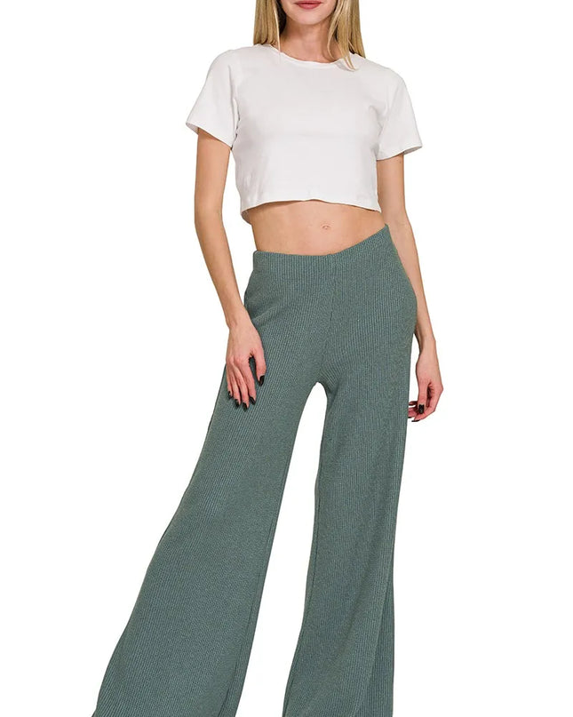 Zenana Mock Neck Top and Pants Sweater Set