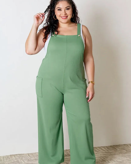 Double Take Full Size Wide Strap Overall with Pockets