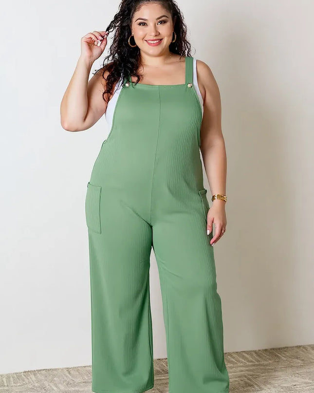 Double Take Full Size Wide Strap Overall with Pockets
