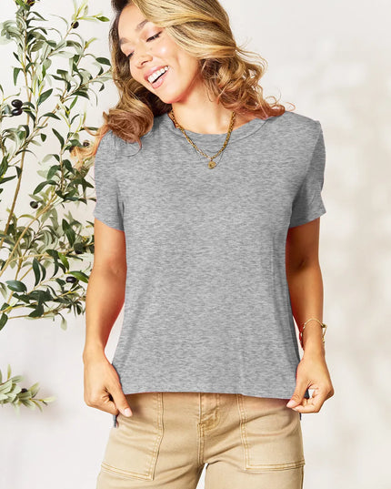 Basic Bae Bamboo Full Size Round Neck Short Sleeve T-Shirt Plus Size Gray