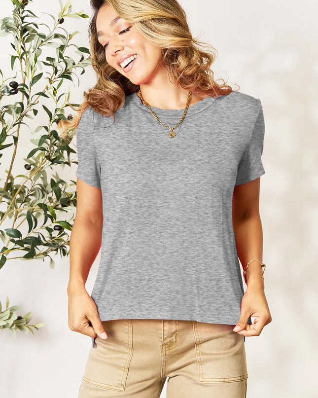 Basic Bae Bamboo Full Size Round Neck Short Sleeve T-Shirt Plus Size Gray