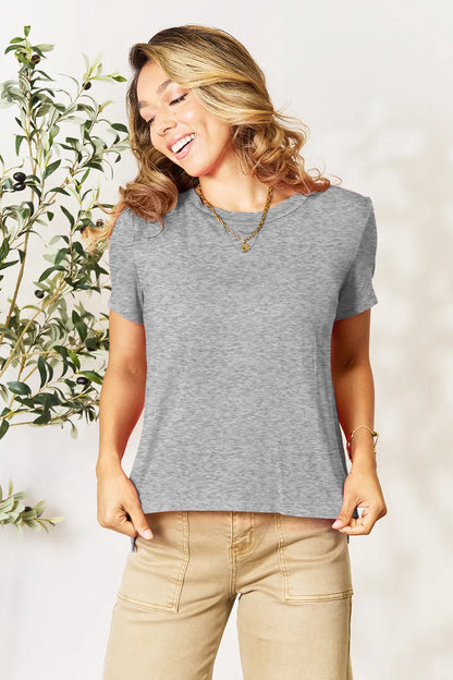 Basic Bae Bamboo Full Size Round Neck Short Sleeve T-Shirt Plus Size Gray