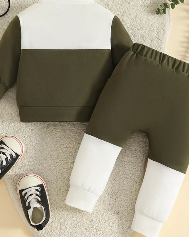 Children's Color Block Pocket Detail Top and Pants Outfit Set