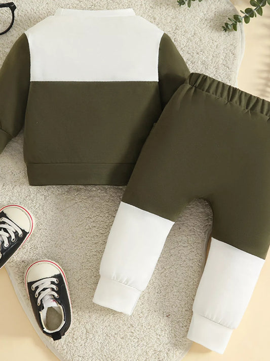 Children's Color Block Pocket Detail Top and Pants Outfit Set